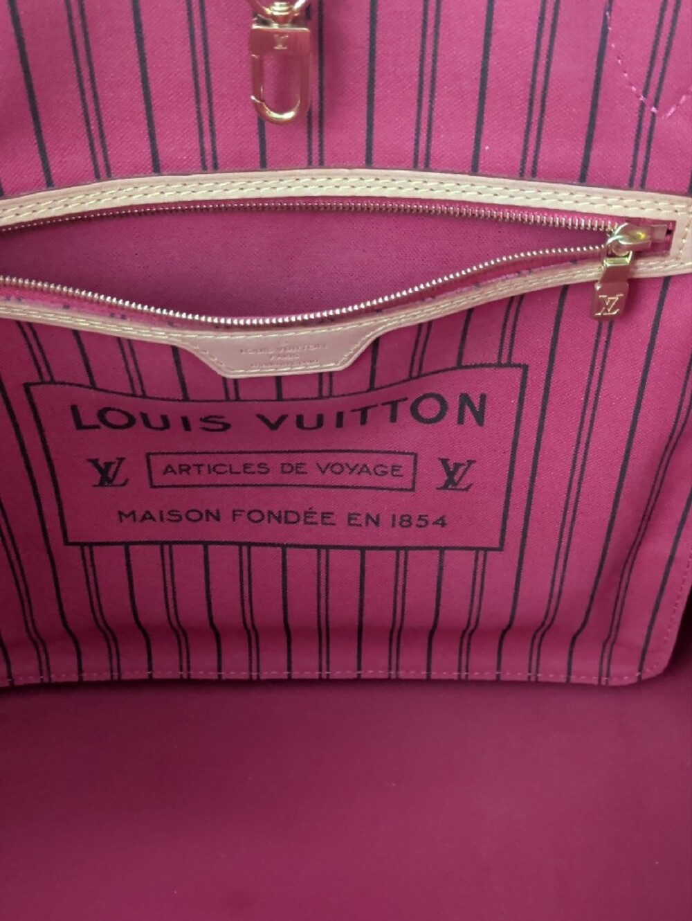 Louis Vuitton Monogram Canvas Tote with Pink Interior and Natural Leather Trim - Picture 9 of 12